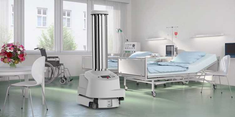 Der UVD-Roboter fährt autonom und eliminiert Keime in Krankenhäusern. 
Foto: Blue Ocean Robotics