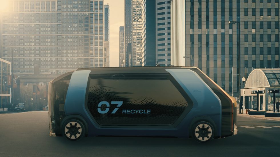 Recyling Schriftzug auf dem Scania Fahrzeug