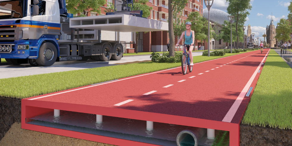 Radfahrer auf der Plasticroad