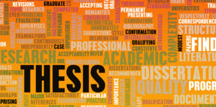 Thesis und Dissertation steht auf bedrohlich rot wirkendem Untergrund