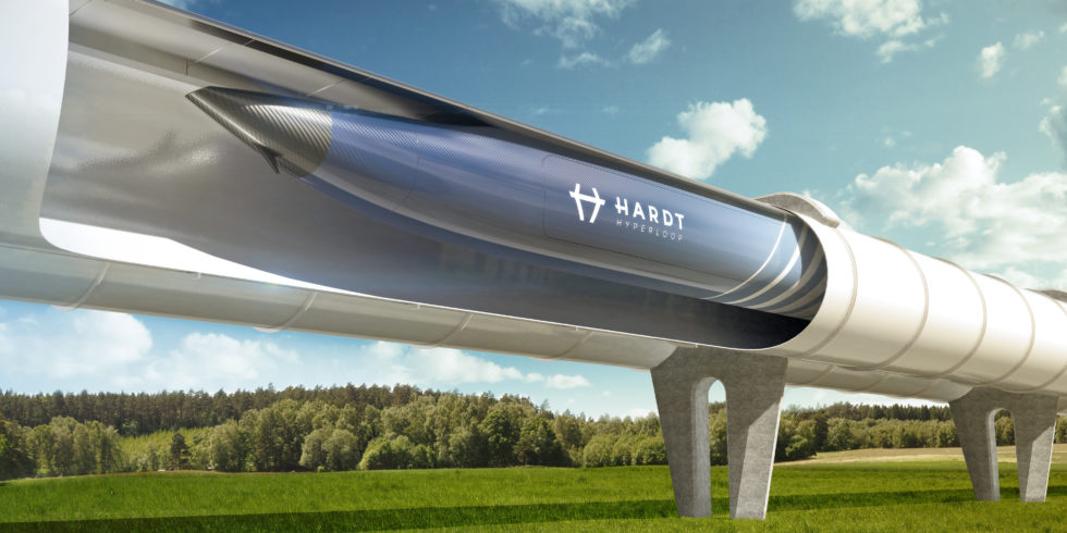 Abbildung des Hyperloop-Tunnels mit Kapsel