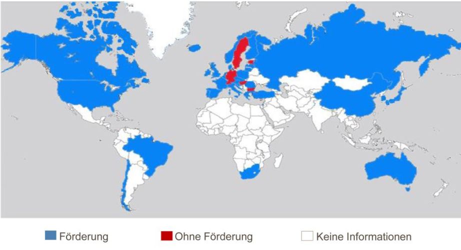 Landkarte zeigt, welche OECD-Staaten steuerliche Forschungsförderung nutzen