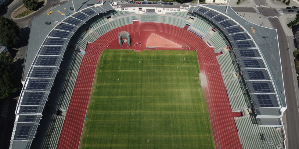 Bislett Stadion Oslo mit Photovoltaik