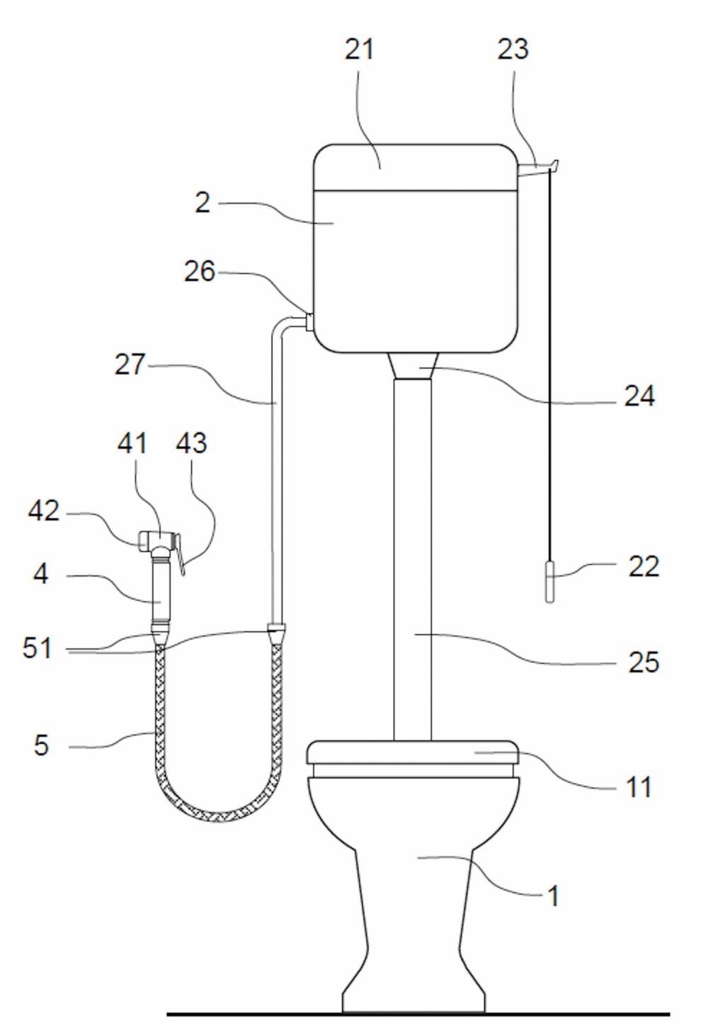 Einfacher und fachgerechter Anschluss einer Hygienedusche gemäß DIN EN 1717 (Kategorie 5, freier Auslauf) aus der Gebrauchsmusteranmeldung der Firma Schell. Bild: Schell, Olpe