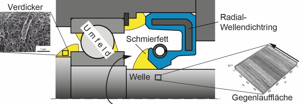 Bild 1: Fettabdichtende Radial-Wellendichtung. (Bild: IMA, Universität Stuttgart)