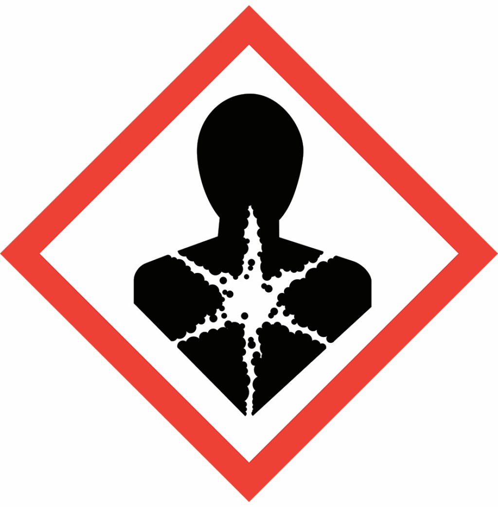 Dieses Piktogramm warnt vor Gesundheits­gefahren wie etwa durch lungengängigen Titandioxid-Staub. Bild: UN/GHS