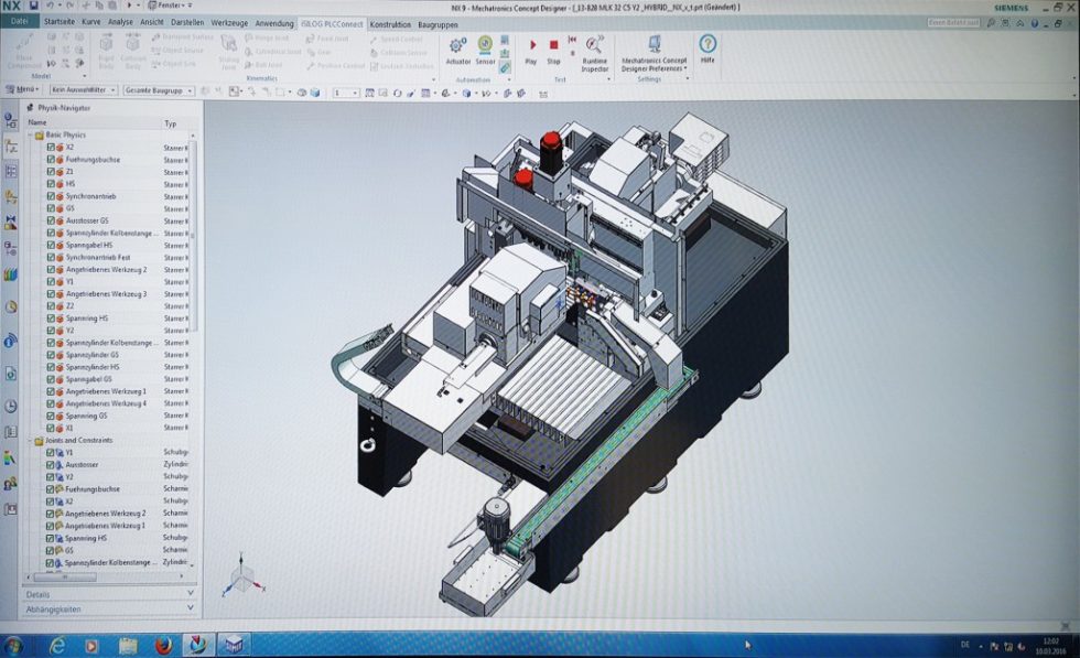 Bild 1. Bevor die reale Maschine ‧entsteht, wird sie als „Digitaler Zwilling“ ‧beziehungsweise kinematisiertes Modell mechatronisch komplett fertig konstruiert. Bild: Siemens / Ramona Riesterer