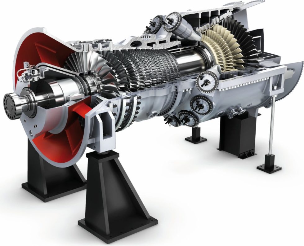 Schematische Darstellung einer Siemens-Gasturbine aus der neuen Baureihe der „HL“-Klasse. Bild: Siemens