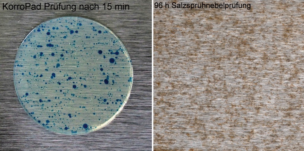 Bild 5 Prüfergebnisse an einer geschliffenen korrosionsanfälligen Probe Wst 1.4301. Quelle: BAM