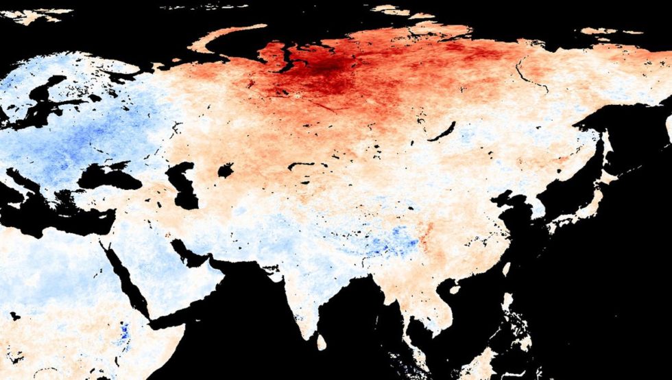 Grafik Nasa hohe Temperaturen in Sibirien