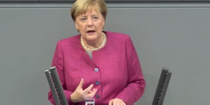 Angela Merkel bei der Generaldebatte vor dem Bundestag. Foto: Screenshot/Bundeskanzlerin.de