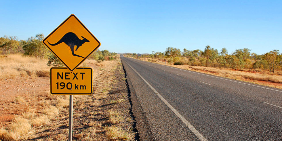 Schild mit Känguru Straße Australien