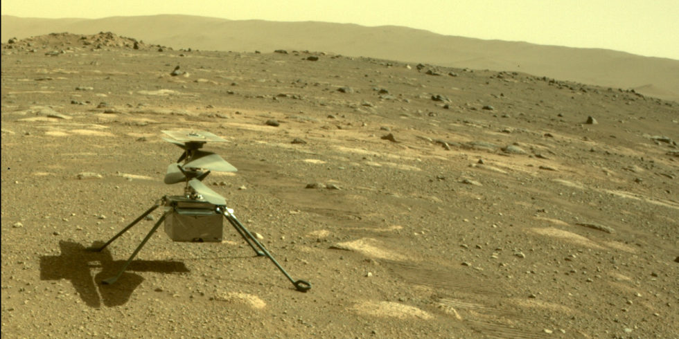 Helikopter Ingenuity auf dem Mars: Am Sonntag, 11. April, soll das Fluggerät drei Meter in die Höhe steigen. Foto: Nasa