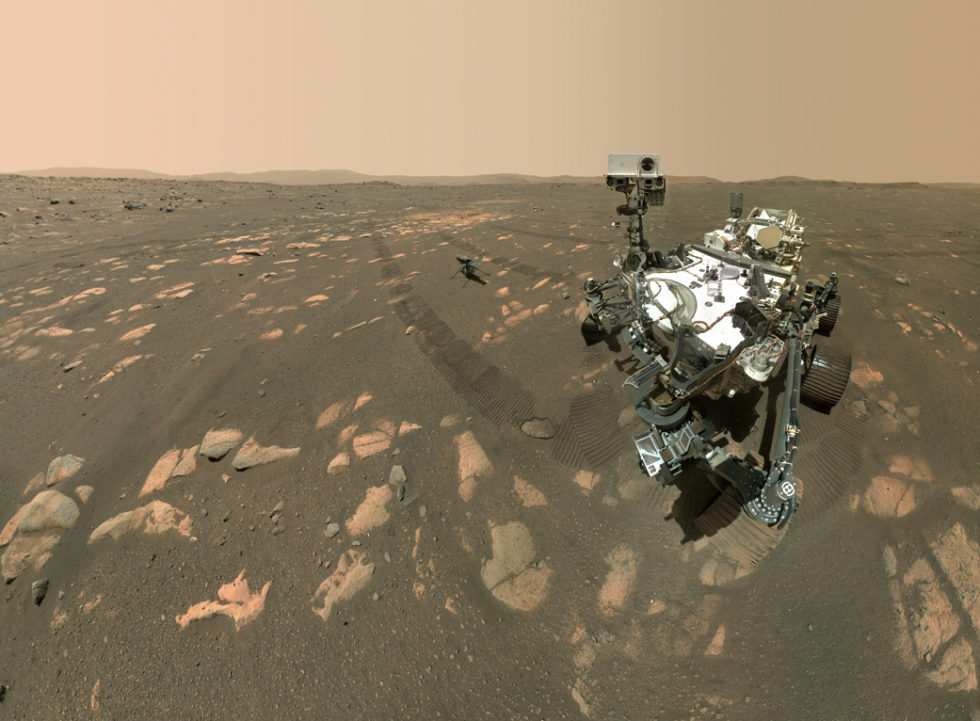 Selfie vom Mars: Perseverance schickt ein Foto von sich und Ingenuity zur Erde. Foto: NASA/JPL-Caltech/MSSS