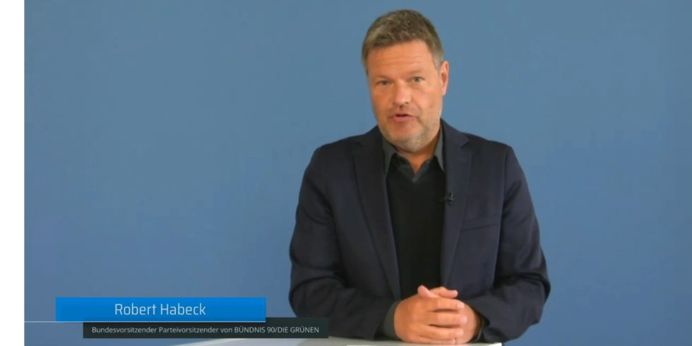 Grünen-Co-Chef Robert Habeck. Foto: VDI/Screenshot