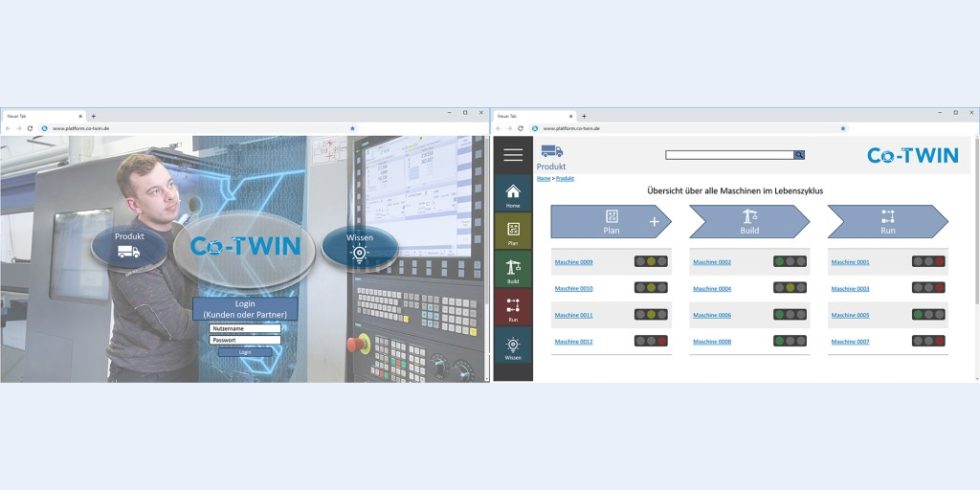 Bild 1. Prototypische User Interfaces der Co-TWIN-Plattform. 

Foto: BAM GmbH; TU Chemnitz, PSP/WI, René Apitzsch