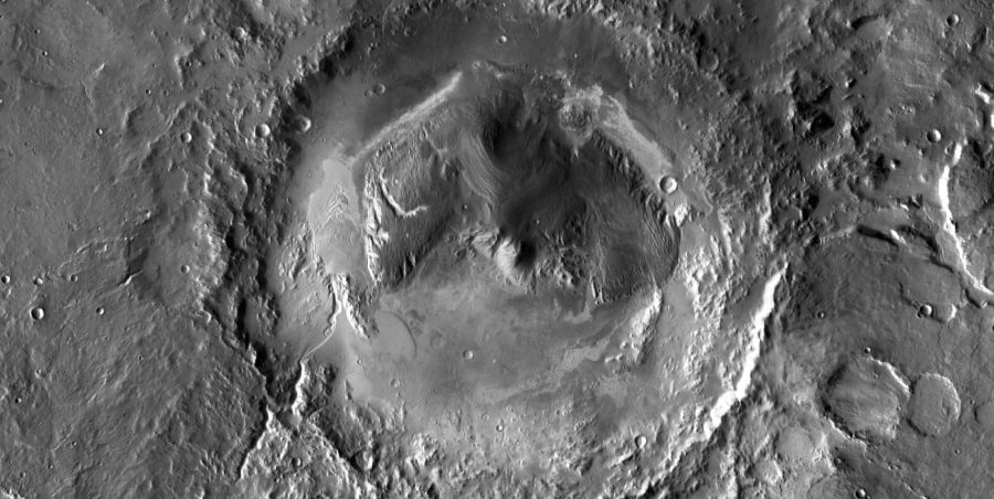 Der Gale-Krater auf dem Mars: Forschende machten eine überraschende Entdeckung in den Sedimentschichten. Foto: NASA, JPL-Caltech, ASU