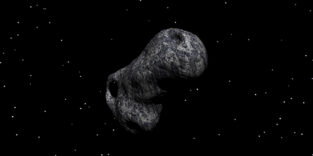 Asteroid im All schwarzer Hintergrund