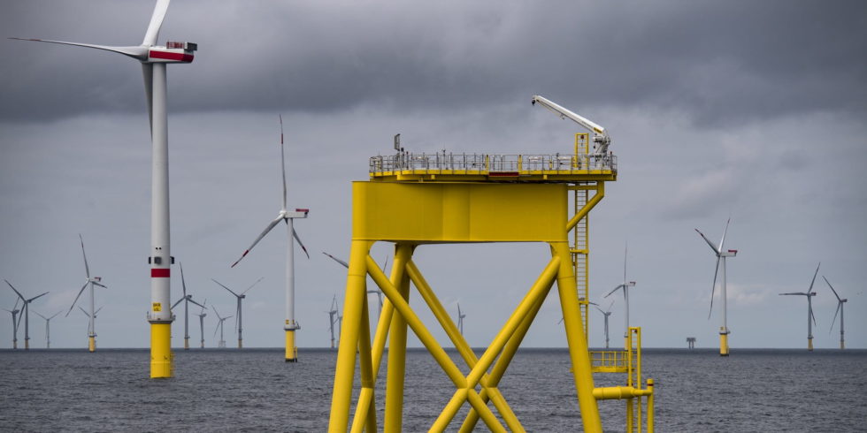 Das sind die größten Windparks in Deutschland. Hier das Suction Bucket Jacket-Fundament im Windpark Borkum Riffgrund 2. Foto: Ørsted