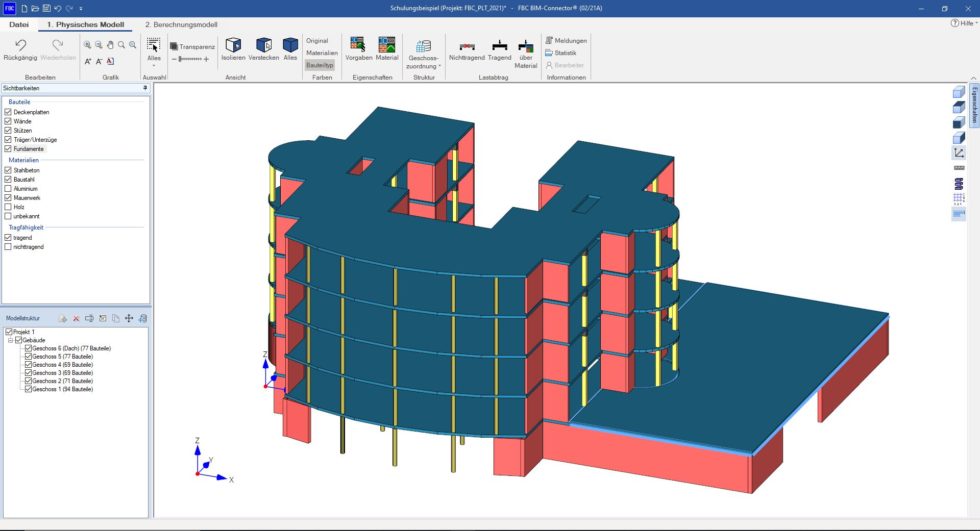 Die 3D Ansicht eines Gebäudes im Physischen Modell Foto: FRILO Software GmbH