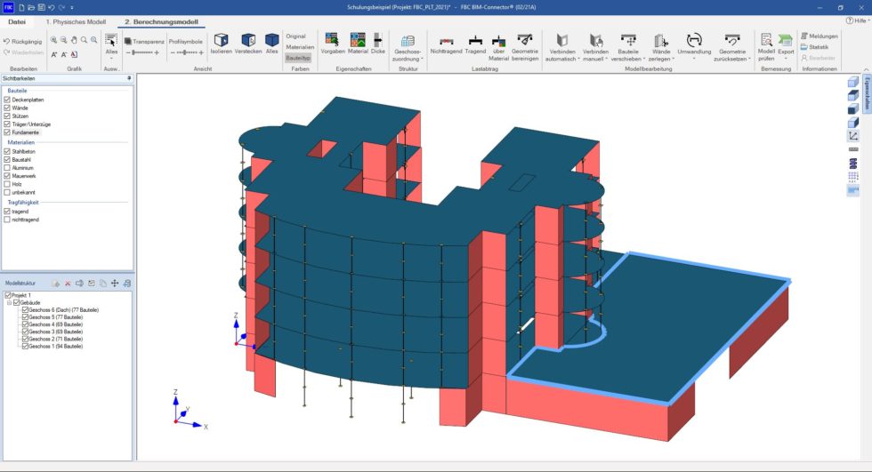 Die 3D Ansicht eines Gebäudes im Berechnungsmodell Foto: FRILO Software GmbH