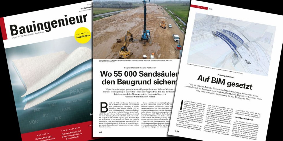 Die Fachzeitschrift Bauingenieur enthältauch  in ihrer Ausgabe 11/2021 zahlreiche spannende Beiträge. Foto: VDI Fachmedien