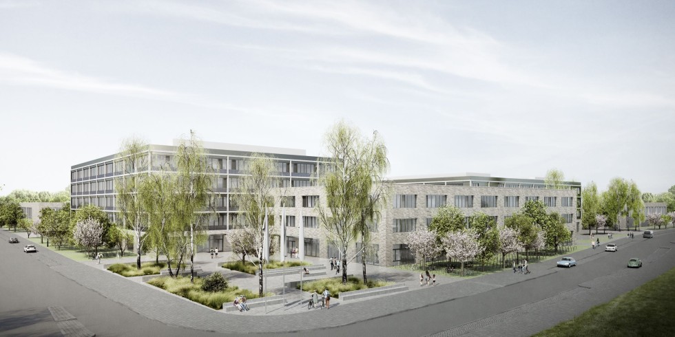 Bis Ende 2028 entsteht in Nürnbergs Südwesten ein neuer Schulcampus mit Vorbildcharakter. Grafik: Staab Architekten GmbH