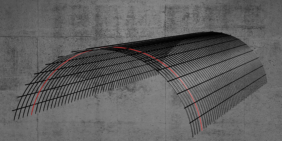 Visualisierung einer Carbongitterbewehrung mit vielfältigen Einsatzmöglichkeiten, z.B. im Tunnelbau. Foto: www.rothycon.com