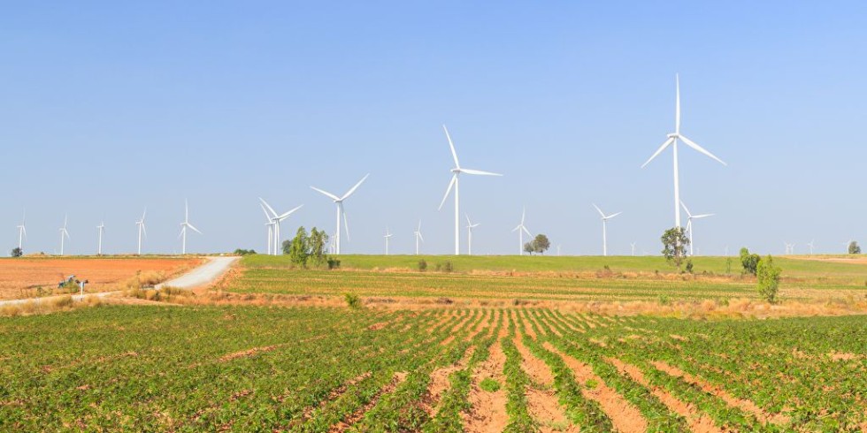 Windkraftanlagen an Land sind bei Anwohnerinnen und Anwohnern oft umstritten. Die Energy Watch Group hat jetzt einen Vorschlag erarbeitet, nach dem mit deutlich weniger Anlagen als bisher geplant die angepeilten Klimaziele erreicht werden könnten. Foto: PantherMedia/pinkblue