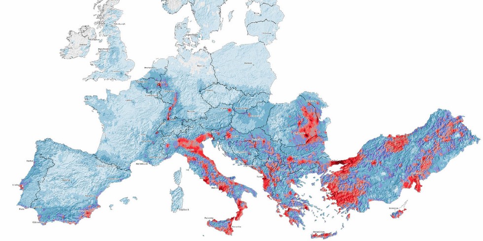 Die erste europäische Erdbebenrisiko-Karte (aus H. Crowley et al. (2021) European Seismic Risk Model (ESRM20). EFEHR Technical Report 002 V1.0.0, https://doi.org/10.7414/EUC-EFEHR-TR002-ESRM20). Foto: EFEHR 