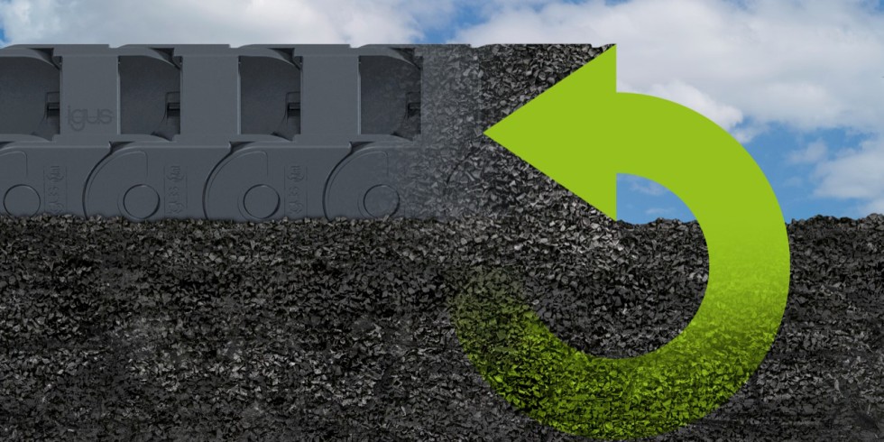 Mehr Nachhaltigkeit bei gleichbleibender Qualität: Die neue cradle-chain aus recyceltem Material schont Ressourcen und treibt die Kreislaufwirtschaft voran. Foto: igus GmbH
