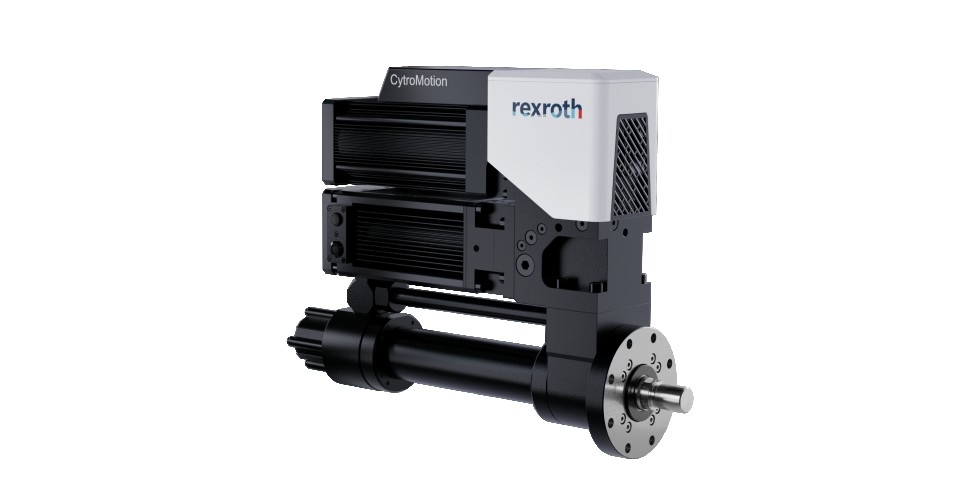 Kompakte Hydraulikpower, elektrisch angesteuert: Mit Cytro-Motion erweitert Bosch Rexroth sein Portfolio an autarken Achsen für den Kräftebereich bis 110 kN. Foto: Bosch Rexroth AG