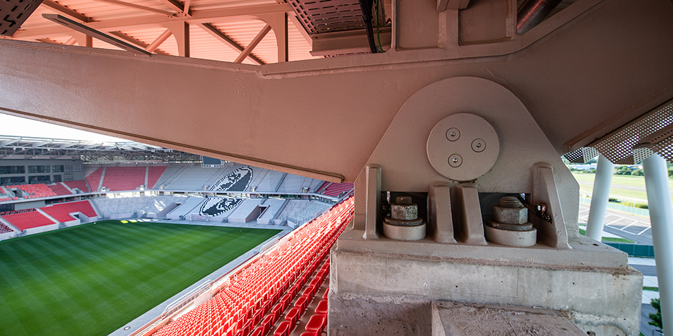 New stadium for the Bundesliga football club SC Freiburg made with screw connections for prefabricated buildings