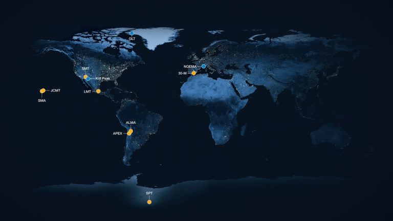 Die Standorte der Teleskope auf der ganzen Welt. Grafik: EHT Collaboration.