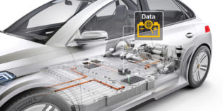 Blick in den Unterboden des Fahrzeugs mit Batterien