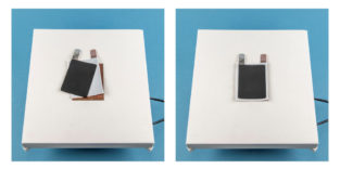 Link liegen Elektroden verschoben übereinander, rechts sind sie perfekt gestapelt