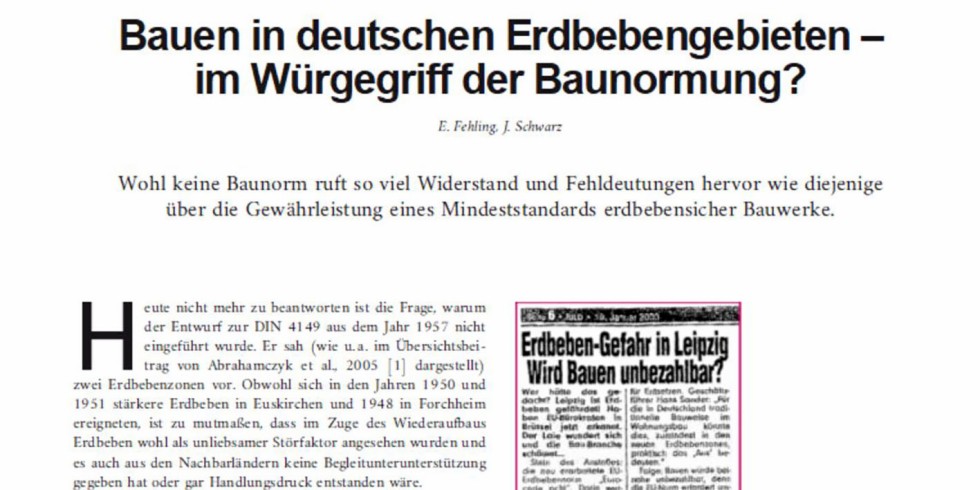 Ist das Bauen in Deutschland in erdbebengefährdeten Regionen in den Würgegriff der Baunormung geraten? Der Normenausschuss Bauwesen (NABau) gibt im Streit um die bauaufsichtliche Einführung des Eurocode 8 eine eindeutige Antwort. Foto: VDI Fachmedien / K.Klotz