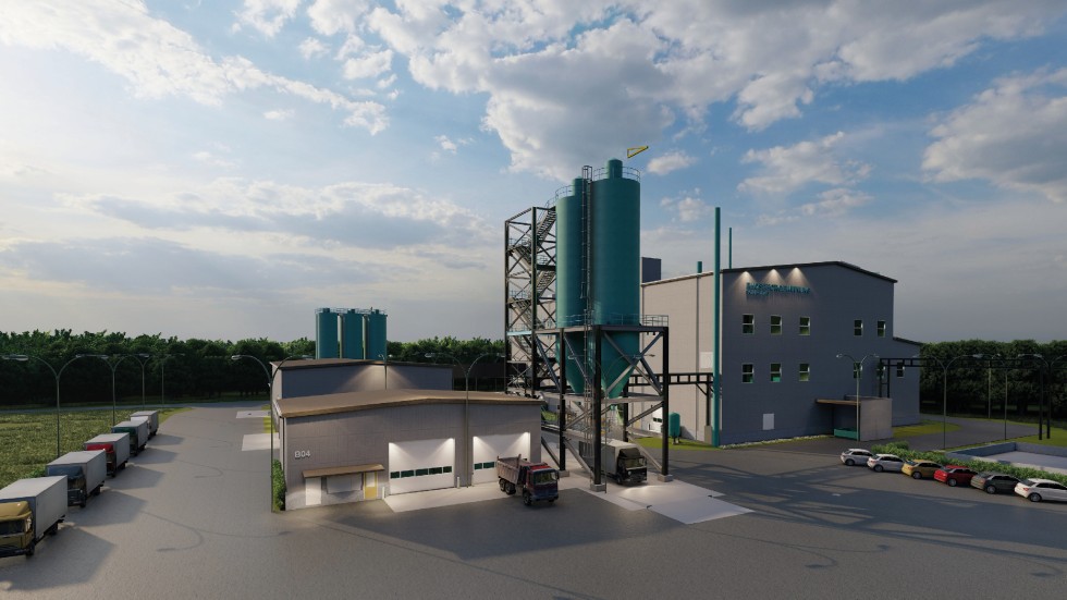 Die erste Ash2Phos Anlage soll im Jahr 2025 im Chemiepark Schkopau in Sachsen-Anhalt in Betrieb gehen. Grafik: EasyMining Sweden AB