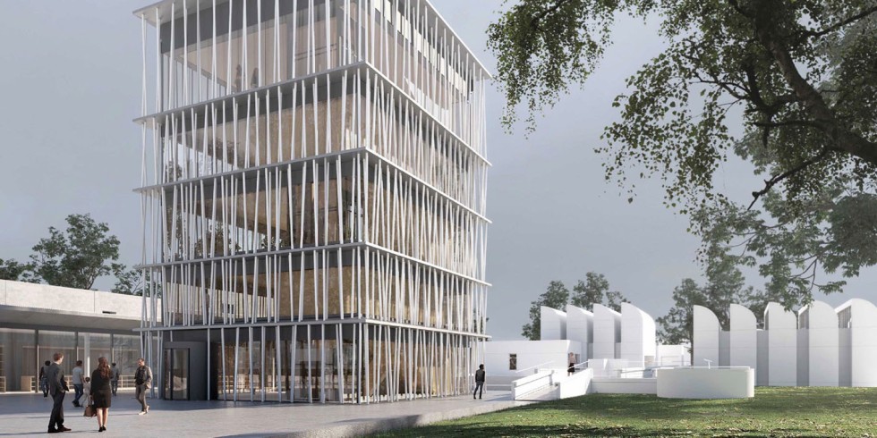 Turm der Erweiterung des Bauhaus Archivs- Entwurfsstand 2020 Foto: Staab Architekten