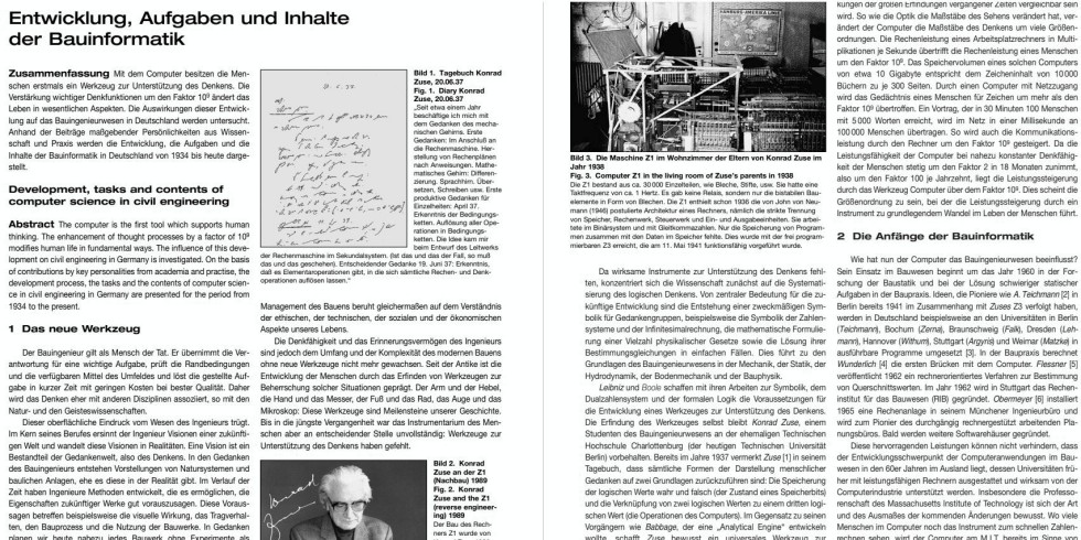 Der Artikel von Prof. Pahl geht ausführlich auf die Pionierarbeit von Konrad Zuse bei der Entwicklung der Rechenmaschinen ein. Foto: VDI Fachmedien / K. Klotz