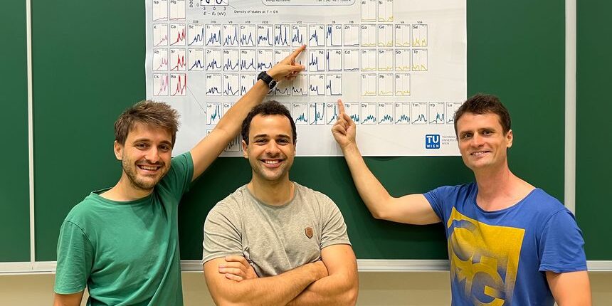 Michael Parzer, Fabian Garmroudi und Andrej Pustogow (von links) zeigen goldene Aussichten für Thermoelektrika. Foto: TU Wien