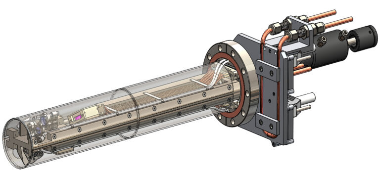 Schematische Darstellung von ALPACA, einem neuen Plasmamessgerät, das das Licht von neutralen Atomen beobachtet, um deren Dichte zu bestimmen.