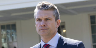 Secretary of Defense Pete Hegseth speaks to the media