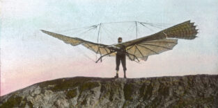 Otto Lilienthal mit seinem Normalsegelapparat