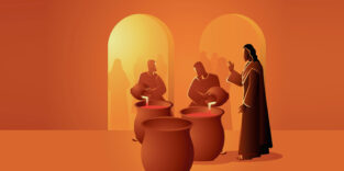 Jesus verwandelt Wasser zu Wein