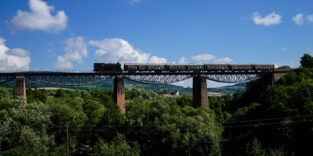 Historische Sauschwänzlebahn auf dem Fützener Viadukt