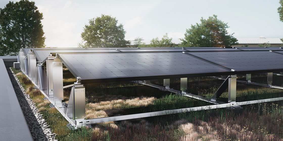 PMT Evo Green ist ein PV-System für begrünte Dächer. Foto: PMT