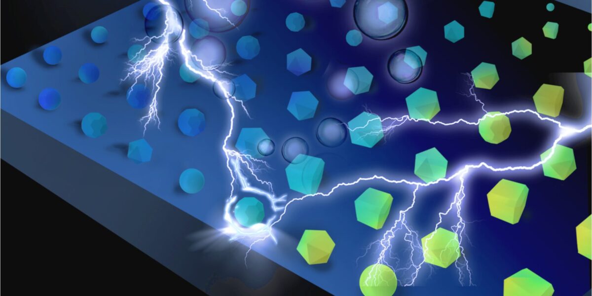 Eine künstlerische Interpretation des neuen katalytischen Materials, das eine Reaktion zur Spaltung von Wasser ausführt