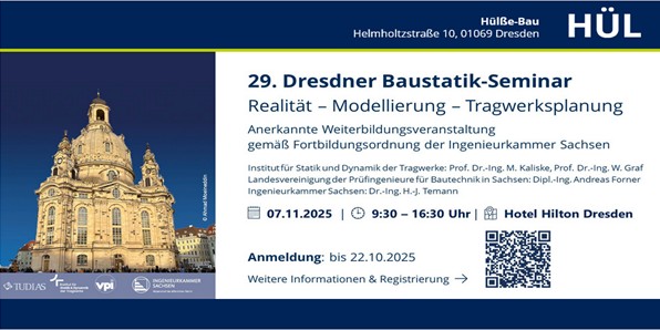 Ein spannendes Vortragsprogramm erwartet die Besucherinnen und Besucher auch beim 29. Dresdner Baustatik-Seminar. Foto: TU Dresden
