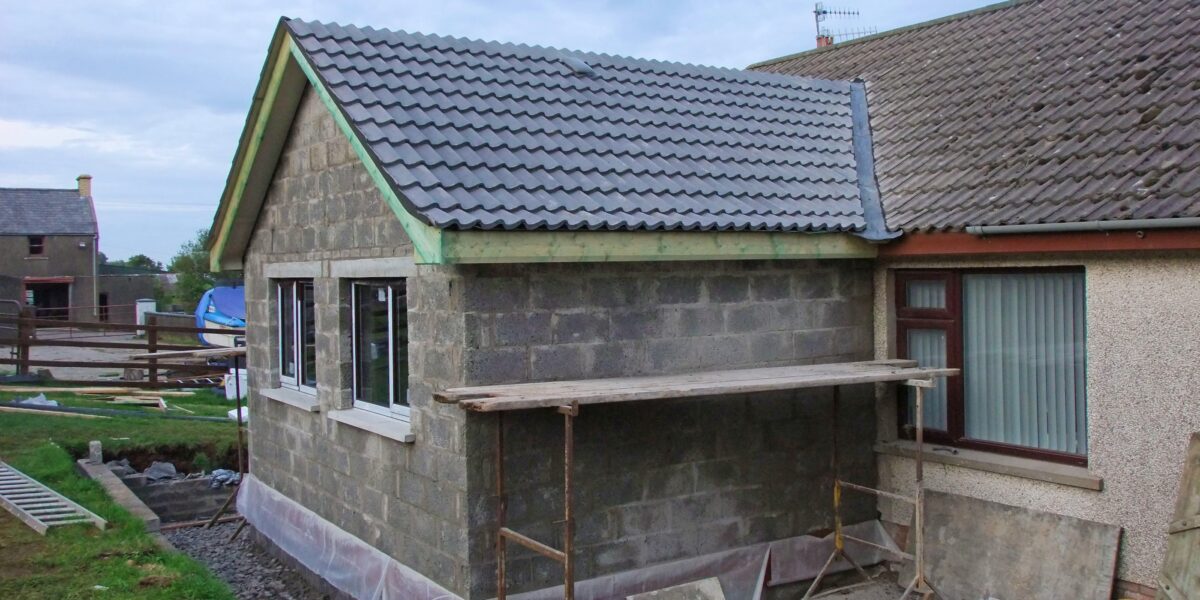 Building an Extension on to a bungalow house home including roofers joiners builders painters labourers,